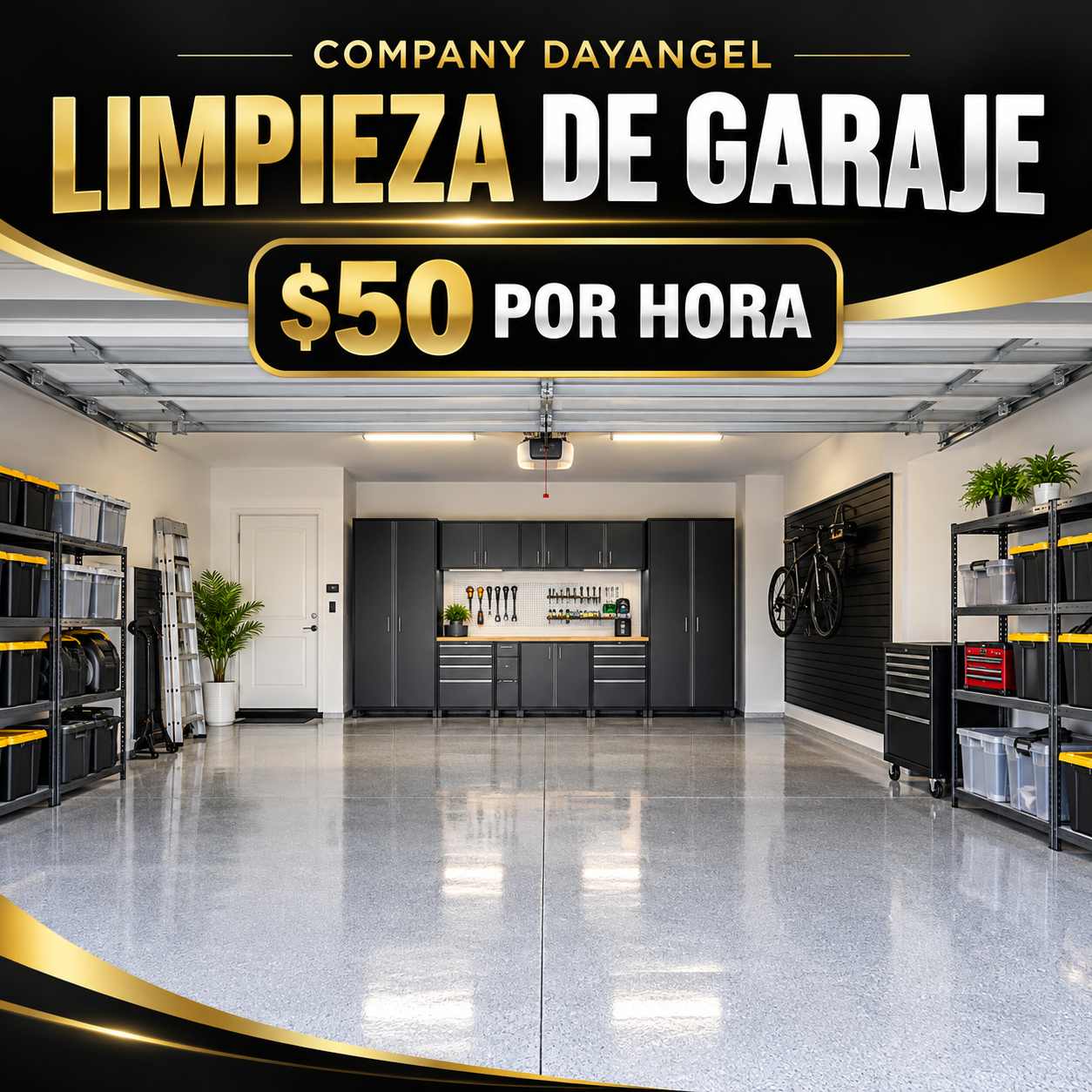 Promoción de limpieza de garaje de Company Dayangel por 50 dólares la hora
